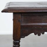 Tabouret ancien anglais en chêne massif du XVIIIe siècle
