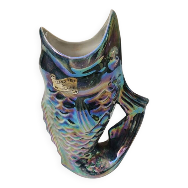 Ancien pichet poisson en porcelaine