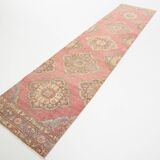 3x12 Pale Red Cream Soft Wool Vintage Runner Rug
