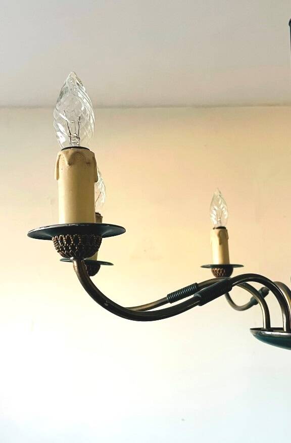 Vintage neoclassical style column chandelier 50s
