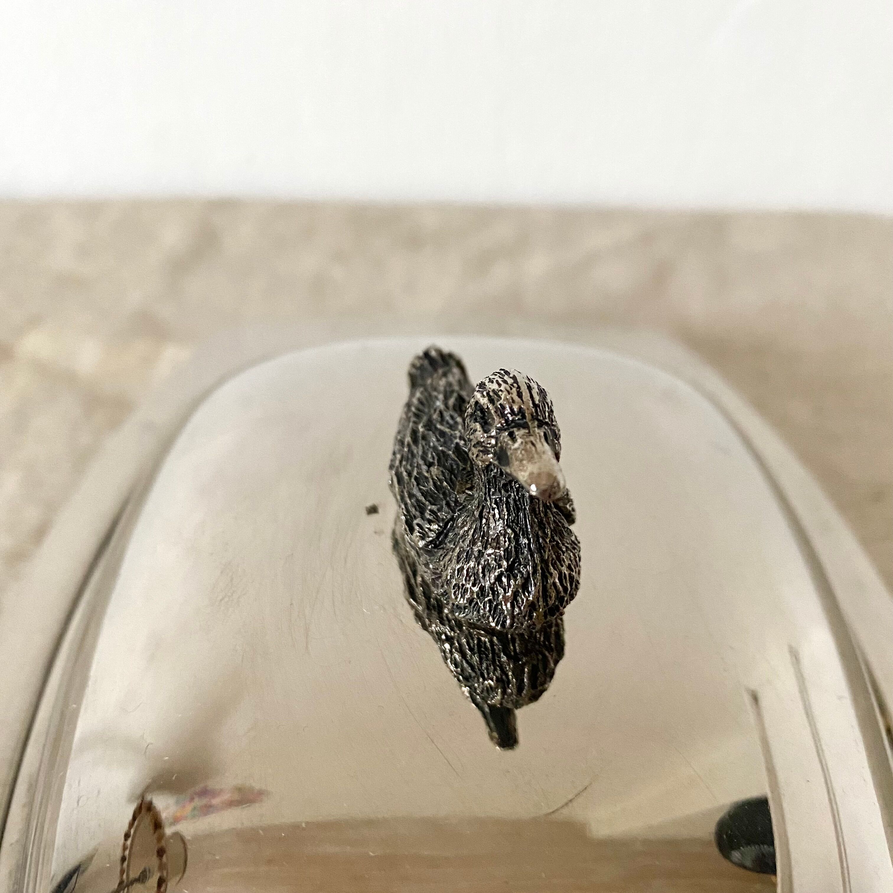 Silver metal butter dish