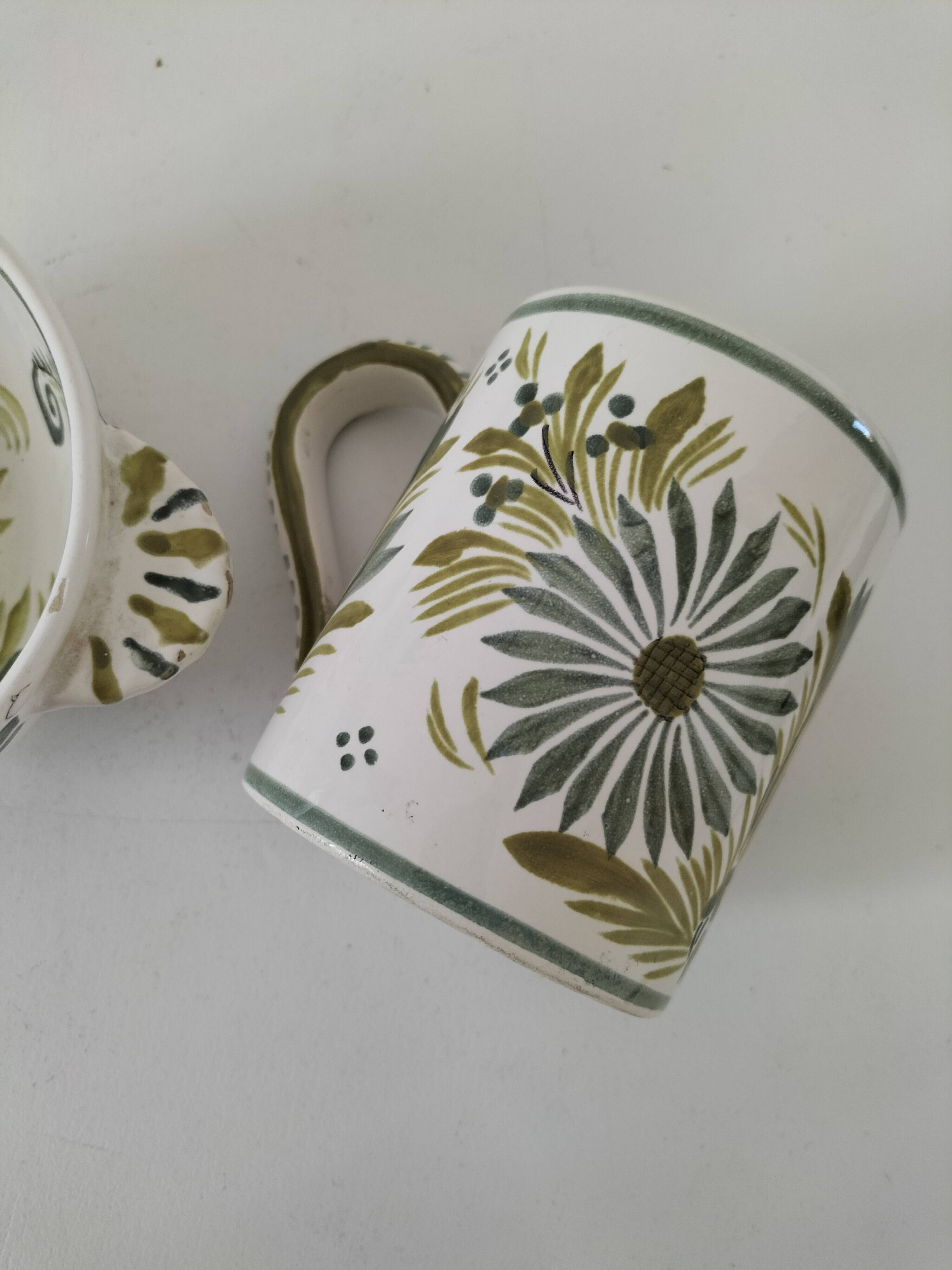 Duo HB Quimper “Camaïeu vert” – ear bowl & mug