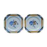 Pair of plates Flowers Saint Amand
