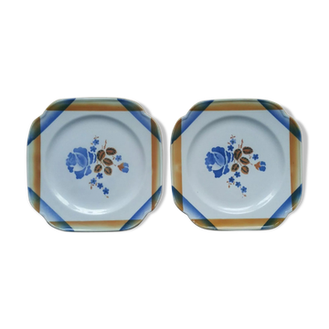 Pair of plates Flowers Saint Amand