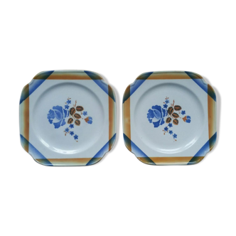 Pair of plates Flowers Saint Amand