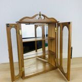 Miniature wooden and glass display shelf, vintage