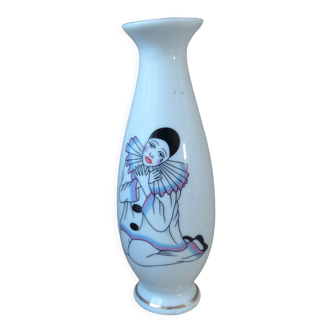 Vase Pierrot Clair de lune en porcelaine Vintage années 60/70 Made In FRANCE
