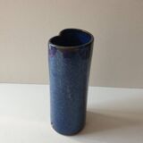 Ceramic vase with blue cover Signed Jean CACHELEUX (Puisaye)