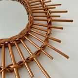 Vintage rattan sun mirror 26x61cm
