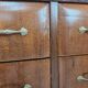 Vintage six-drawer oak chest of drawers with glass top, 1960