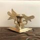 Bougeoir laiton doré décor oiseaux