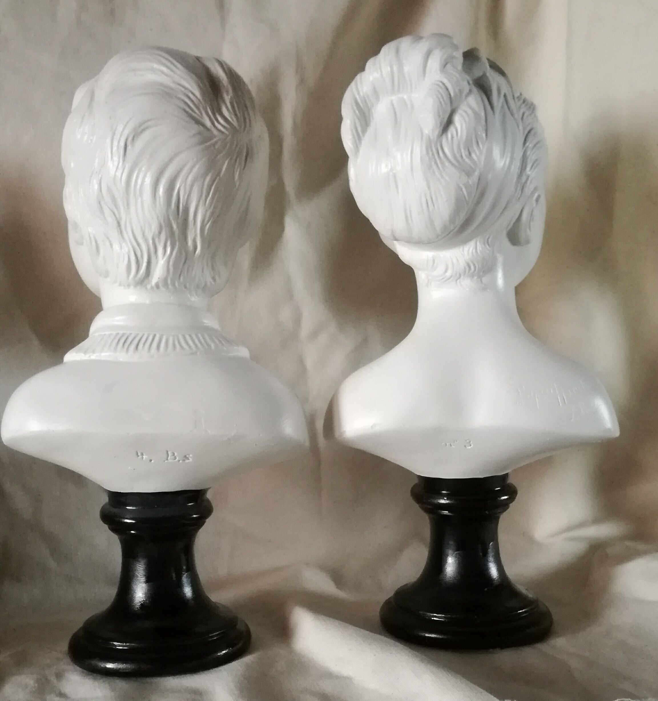 Plaster busts of Theodore Brongniard's children