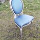 Chair Medallion velvet blue patina white Louis XVI