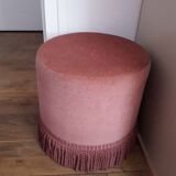 Pink velvet pouf
