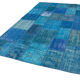 Hand-knotted oriental overdyed 205 cm x 305 cm blue patchwork carpet