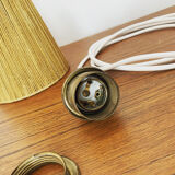 Teakwood and raffia bast chandelier by Temde