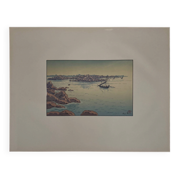 Lithographie par Henri Rivière Entrée du port à Ploumanac'h