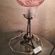 Lampe  fer forgé  1900  verre  dentelle pressé et moulé  a liseré rouge tres rare  tres belle  35x14