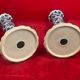 Pair of blue and white candle holders