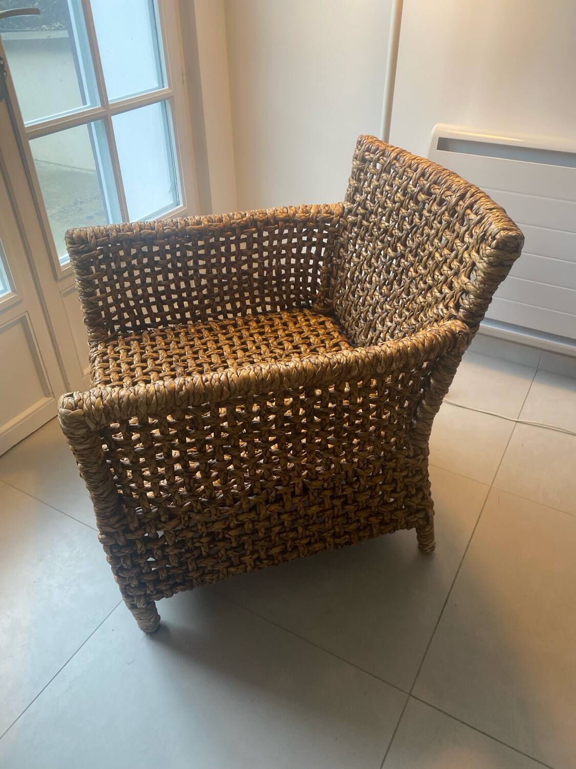 Rattan armchair + 2 cushions