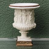 Pair of Medicis Borghese vases in porcelain biscuit and brass.