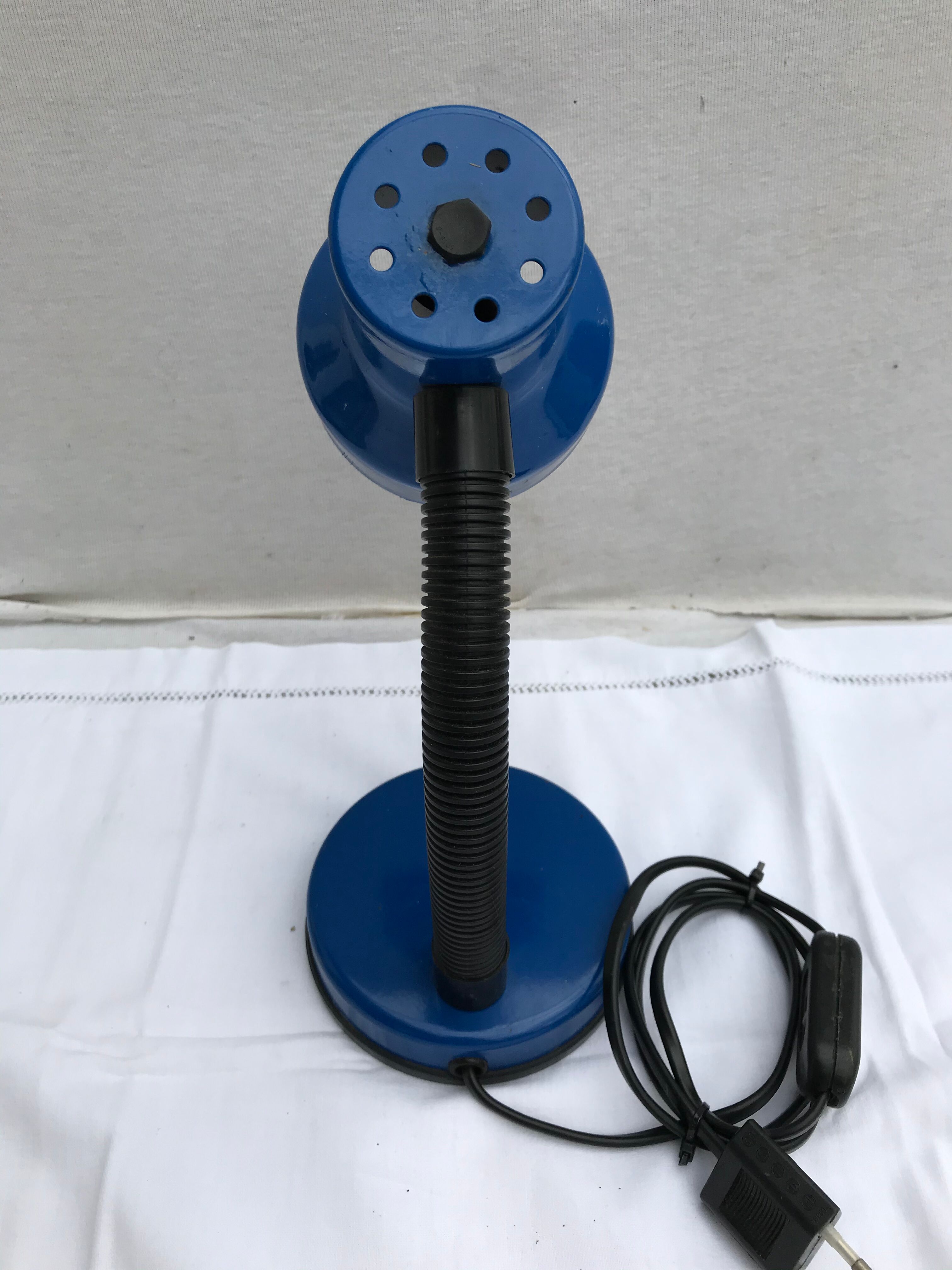 Office lamp Brama blue metal bras flexible black 70s italy vintage