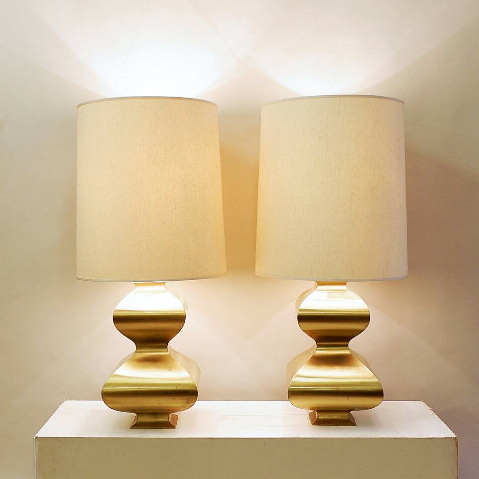 2 brass lamps, circa 1970