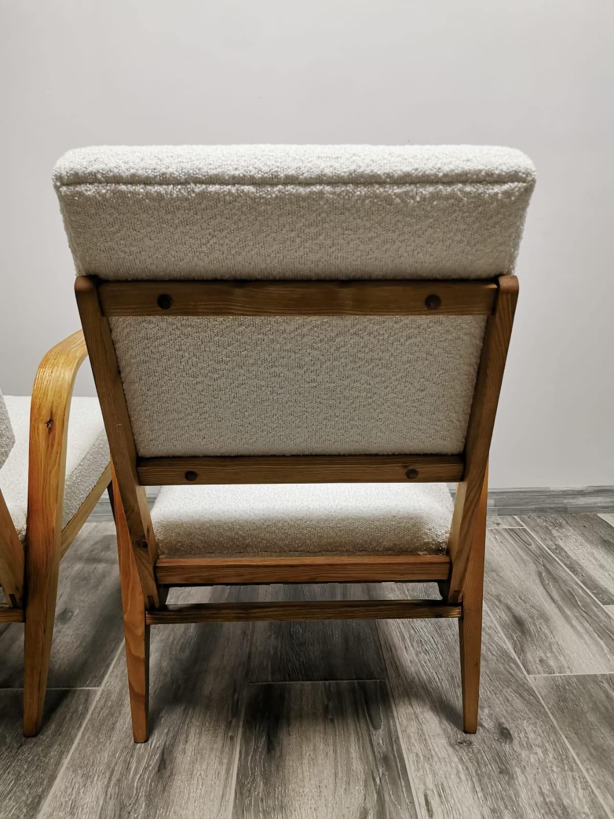 Mid-century wool boucle armchairs