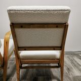 Mid-century wool boucle armchairs
