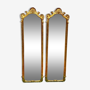 Pair of golden mirrors, 97x28 cm
