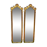 Paire de miroirs dorés, 97x28 cm