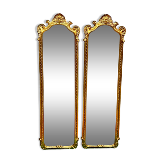 Paire de miroirs dorés, 97x28 cm