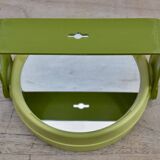 Swivel green plastic makeup mirror - Space Age Design - 1970s