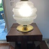 Vintage table lamp from Verrerie de Clichy, speckled glass and brass, years.