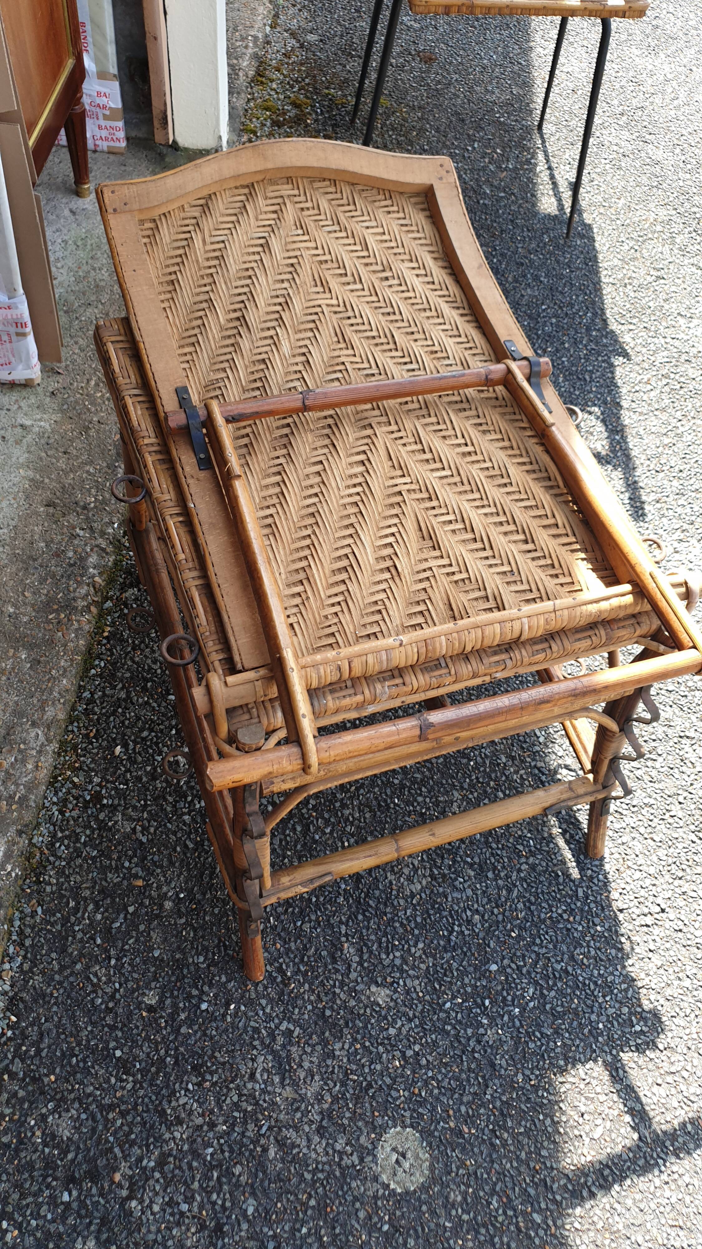 Rattan garden deckchair half XXth