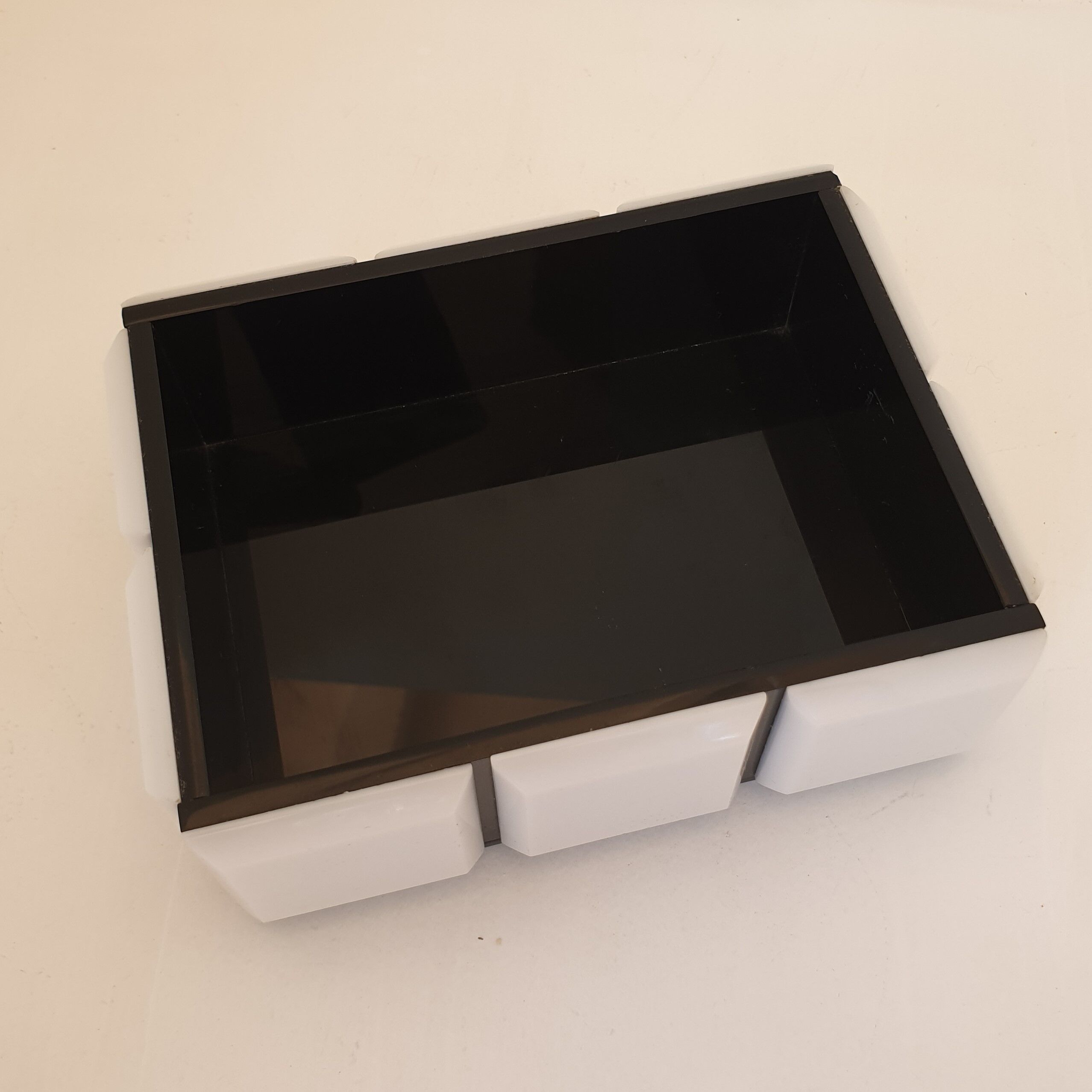 Art Deco black and white bakelite catchall
