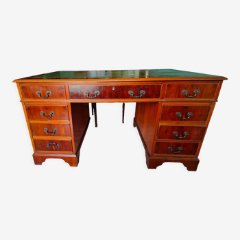 English-style mahogany desk and green leather top