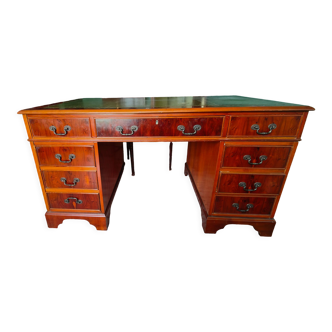 English-style mahogany desk and green leather top