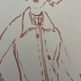 Painting signed in ink fashion engraving "study model of woman's jacket"