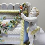 Small antique German porcelain planter Putti 19th century Meissen style