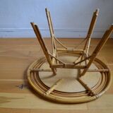 Vintage round rattan coffee table