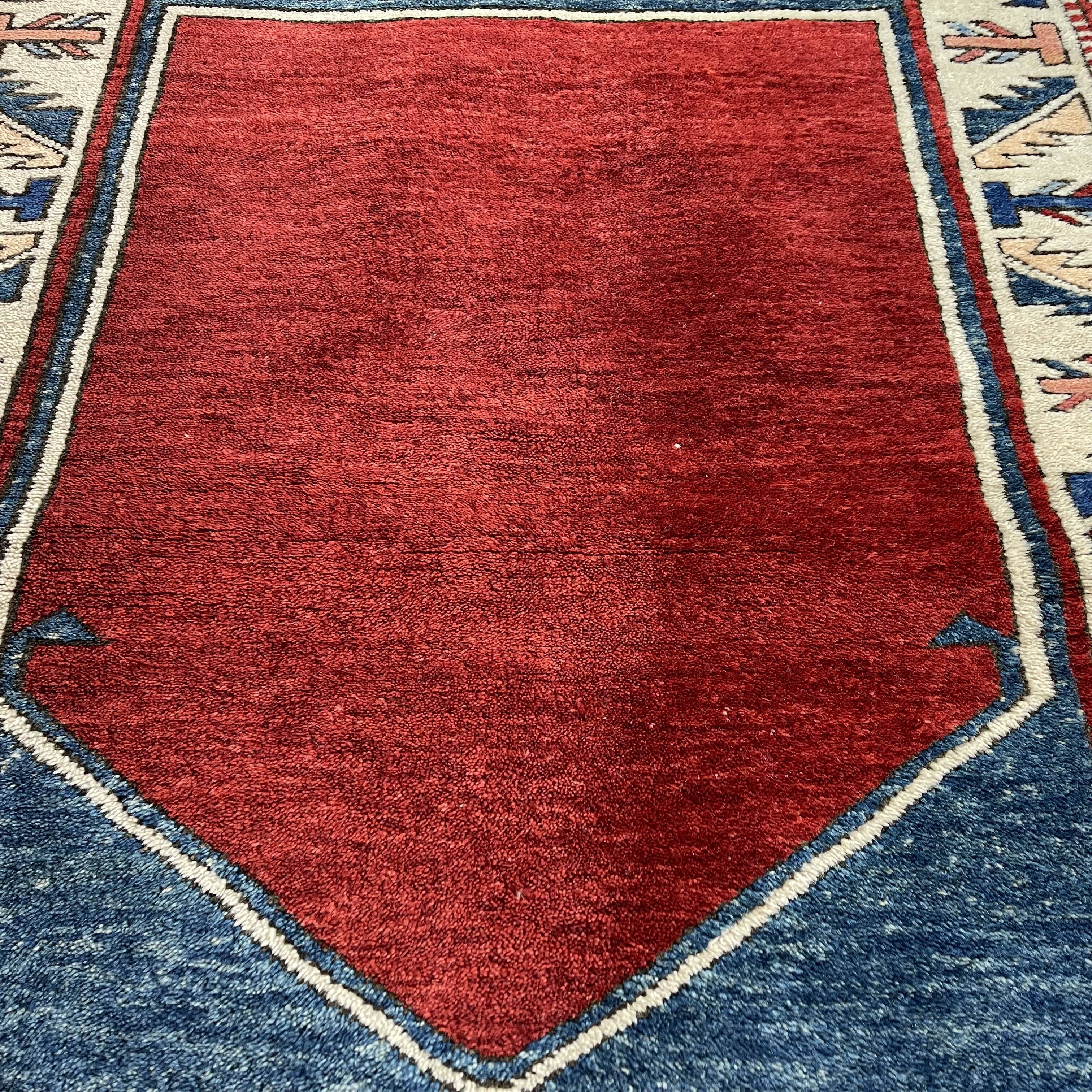 Vintage Afghan kazak  Rug ,Feiner Handgeknüpfter Orientteppich Afghan Kazak Teppich, 110X87 cm