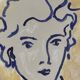 Painting signed Chinese ink and pastel female portrait “study”