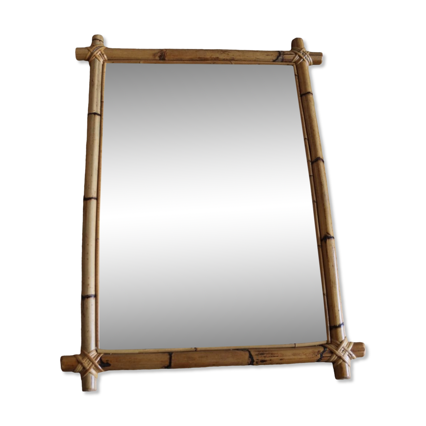 Miroir croix en bambou vintage