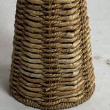 Rattan woven banana leaf mushroom floor lamp, 1960s