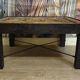 Coffee table / living room table with a sculpted top – Handcrafted – 20th century