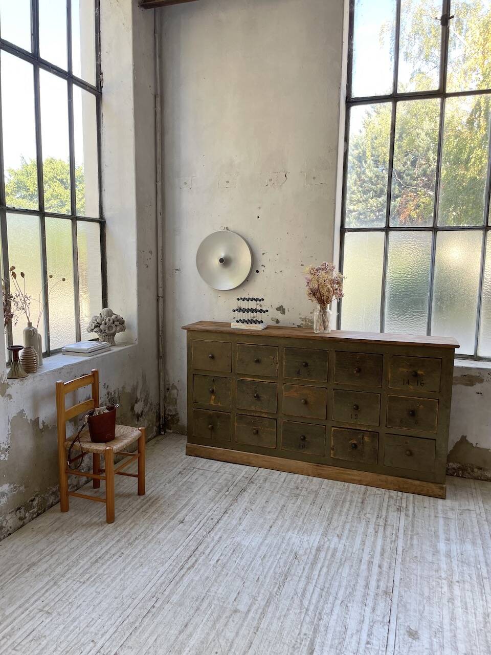 Green patina workshop furniture