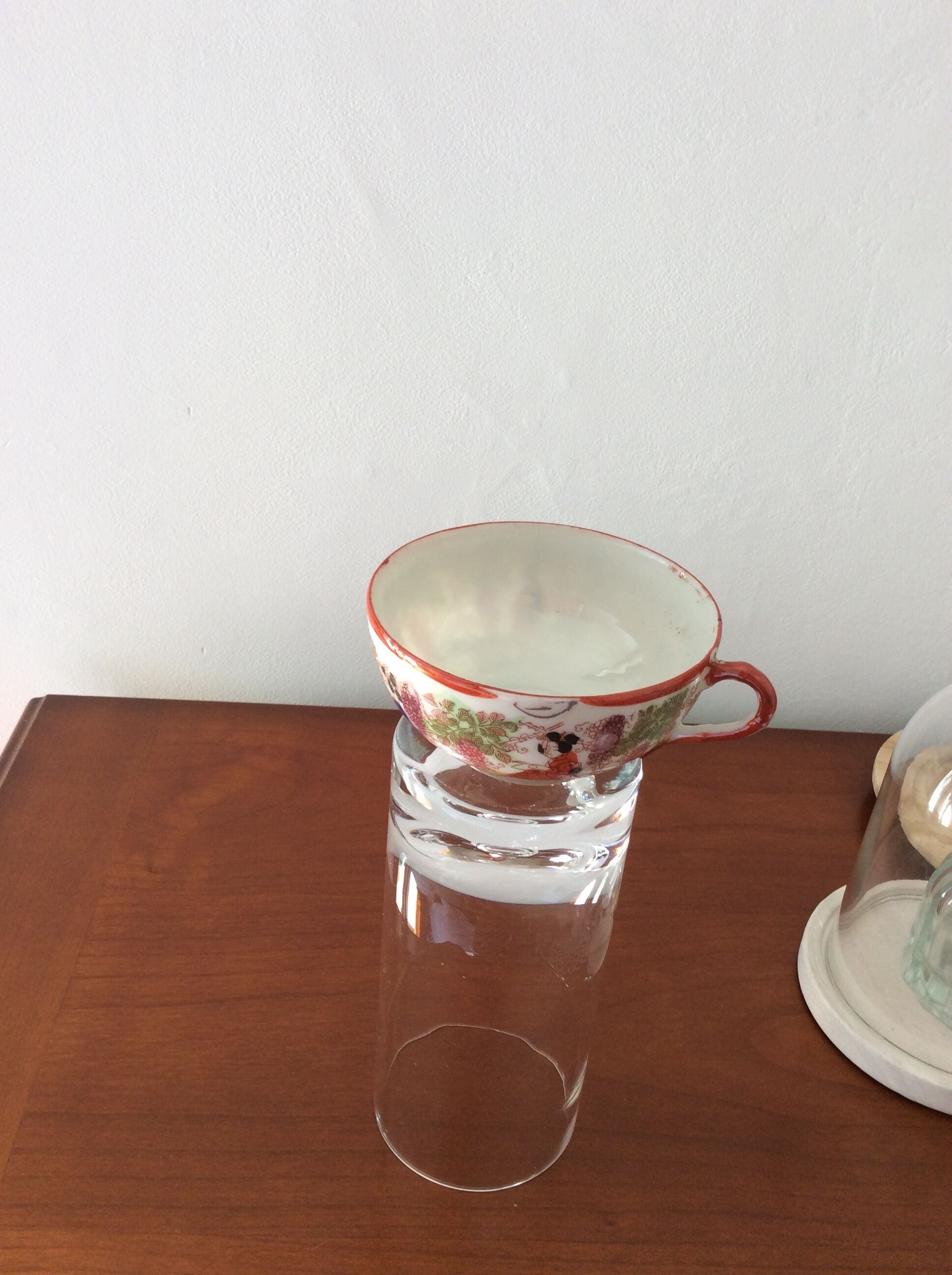 Set of 8 very old fine porcelain cups Japan and 2 under cups