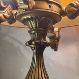 large bronze mushroom lamp with magnificent glass paste signed 7kg h51x33
