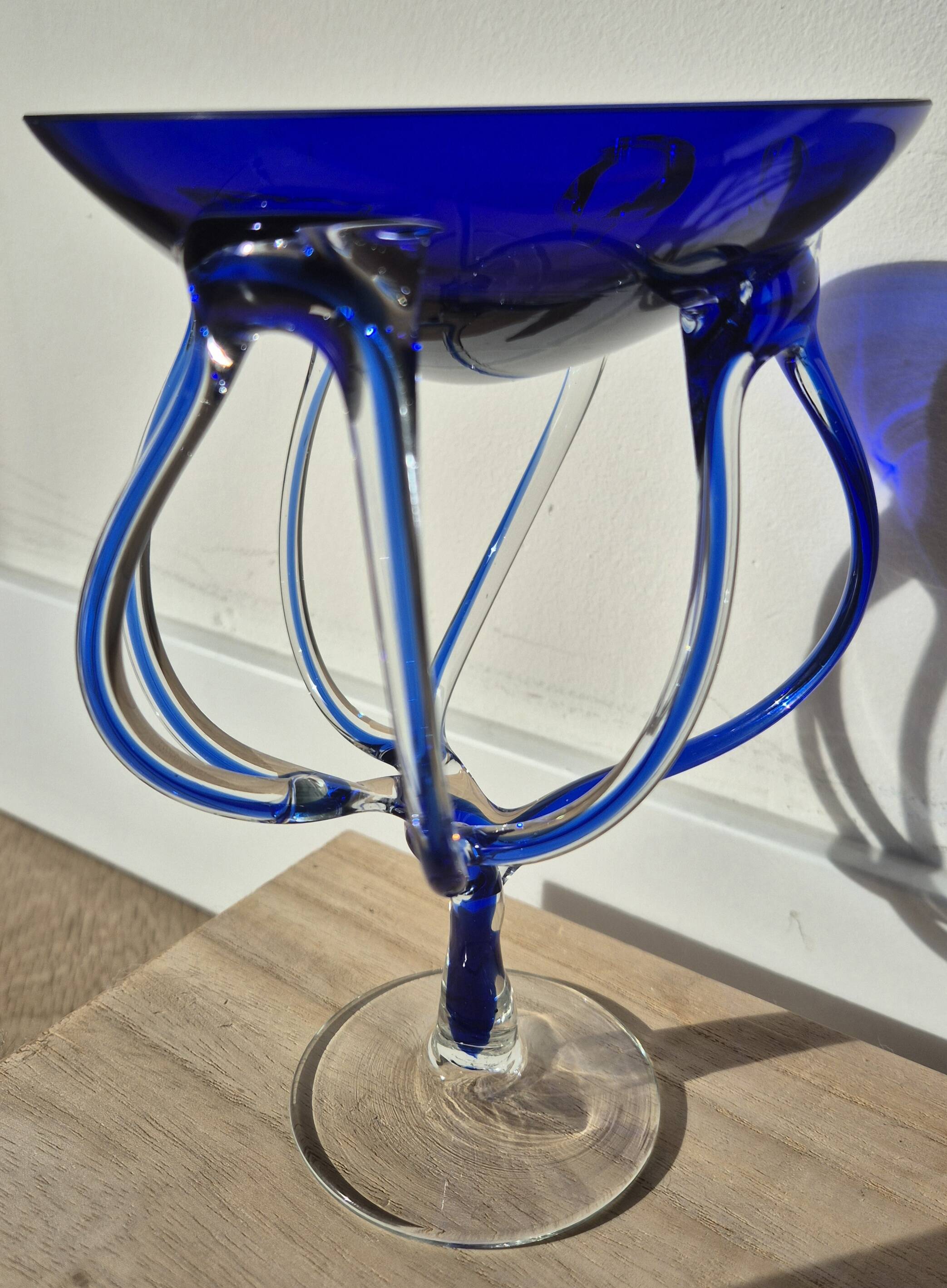 "Medusa" coupe in Jozefina Krosno style in blown glass – Cobalt Blue